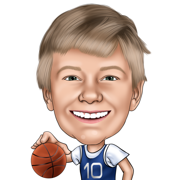 Dessin de caricature d'enfant de basket-ball