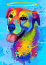 Aquarell Hundezeichnung: Individuelles Haustierporträt auf blauem Hintergrund