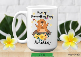 3. Personalized Happy Groundhog Day Mug-0