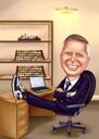Caricature « Je suis à la retraite » - Jambes sur un bureau