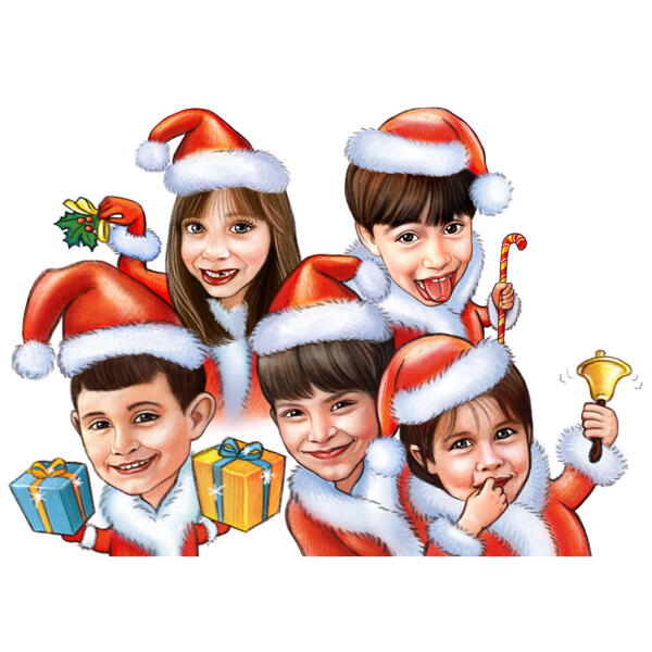 Children Christmas Caricature from Photos for Custom Gift