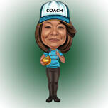 Caricatura de corpo inteiro de treinadora feminina de fotos para presente personalizado de treinador