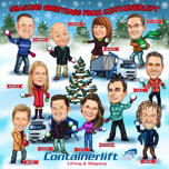 Cartão personalizado de caricatura de Natal da empresa a partir de fotos