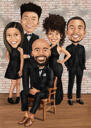 Family of 5 Cartoon Drawing
