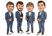 Caricature de garçons d'honneur tenant des boissons
