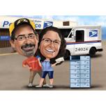 Karikatur af postpostkontorarbejdere