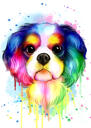 Cute Spaniel Caricature Portrait in Pastel Watercolor Style from Photos