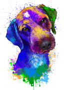 Aquarell+Hundeportrait+in+Pastellfarben+mit+farbigem+Hintergrund