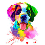 Berner Sennenhund karikaturportræt i akvarelstil fra foto