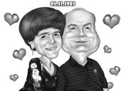 Retrato de desenho animado de casal de pais