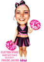 Cheerleader Caricature in Colored Style