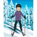 Winter Skiing Kid Portrait in Color Style from Photo