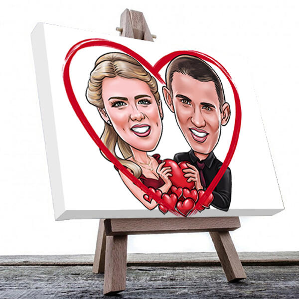 Tištěné plátno pro Valentýna: Pár v srdci