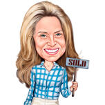 House Agent Caricature Holding Sold Sign