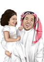 Portrait de père et d'enfant dans un style coloré à partir de la photo
