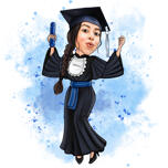 Caricatura personalizada de formando em estilo aquarela.