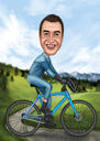 Fietscartoon cadeau-idee: natuurachtergrond