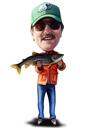 Caricature de pêche à partir de photos: couleur, corps entier