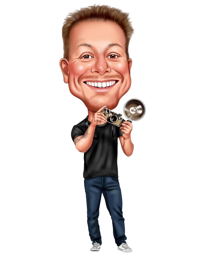 Custom Photographer Caricature Hand Drawn from Photo