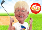 Golfimängija sünnipäevakingituse karikatuur