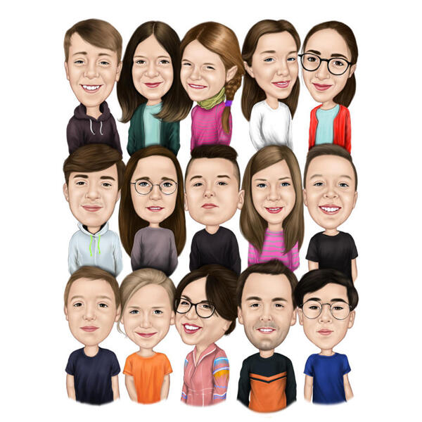 Groupe d'enfants caricatures colorées