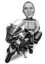 Caricatură de motocicletă în stil alb-negru