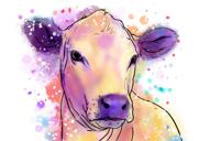 Акварельный портрет коровы