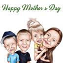 Mother with Children Personalized Portrait