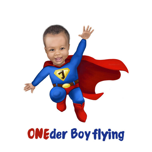Caricatura di un supereroe bambino da una foto