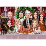 Thanksgiving-Gruppenkarikatur