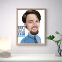 Custom Hand Drawn Father Cartoon Portrait in Colored Digital Style on Poster