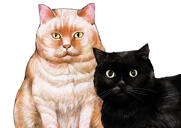 Retrato de caricatura de dos gatos de fotos con fondo simple