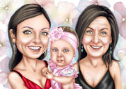 Ritratto di famiglia da foto con schizzi sullo sfondo