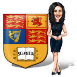 Caricature de remise des diplômes avec le logo de la grande université