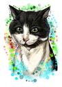 Портрет кошки в стиле натуральной акварели по фотографиям