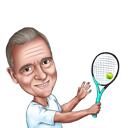 Tenisa karikatūra: digitālā stila zīmējums