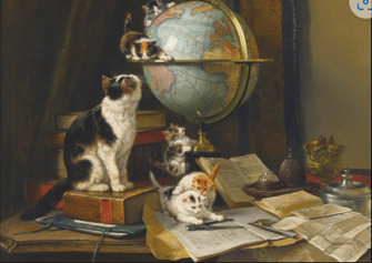 22. "Katten på spel" av Henriette Ronner-Knip (1860 – 1878)-0