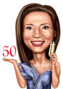 Person Caricature Gift in Exaggerated Style for 50th Birthday Anniversary