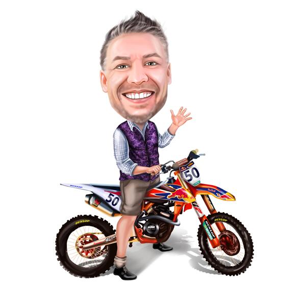 Motorradfahrer-Cartoon-Karikatur nach Foto