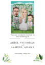 Skræddersyet brude og brudgom bryllupsinvitationskort karikatur til gæster