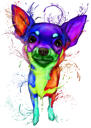 Acuarelă Pastel Întregul Corp Chihuahua Portret Desen Desen Art