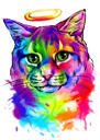 Retrato conmemorativo en acuarela con halo por la pérdida de una mascota