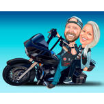 Paar auf Motorrad-Cartoon-Zeichnung