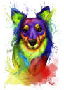 Цветная карикатура: акварельный портрет собаки