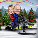Santa Sleigh Couple Caricature for Christmas