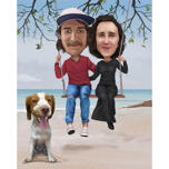 Casal no balanço com animal de estimação