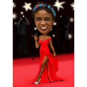 Caricatura de mujer con vestido rojo