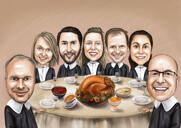 Thanksgiving middag familieportræt