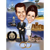 Custom Couple Golden Wedding Caricature from Photos as 50th Anniversary Art Gift Idea