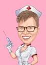 Персонализированная карикатура медсестры из фотографий с одноцветным фоном